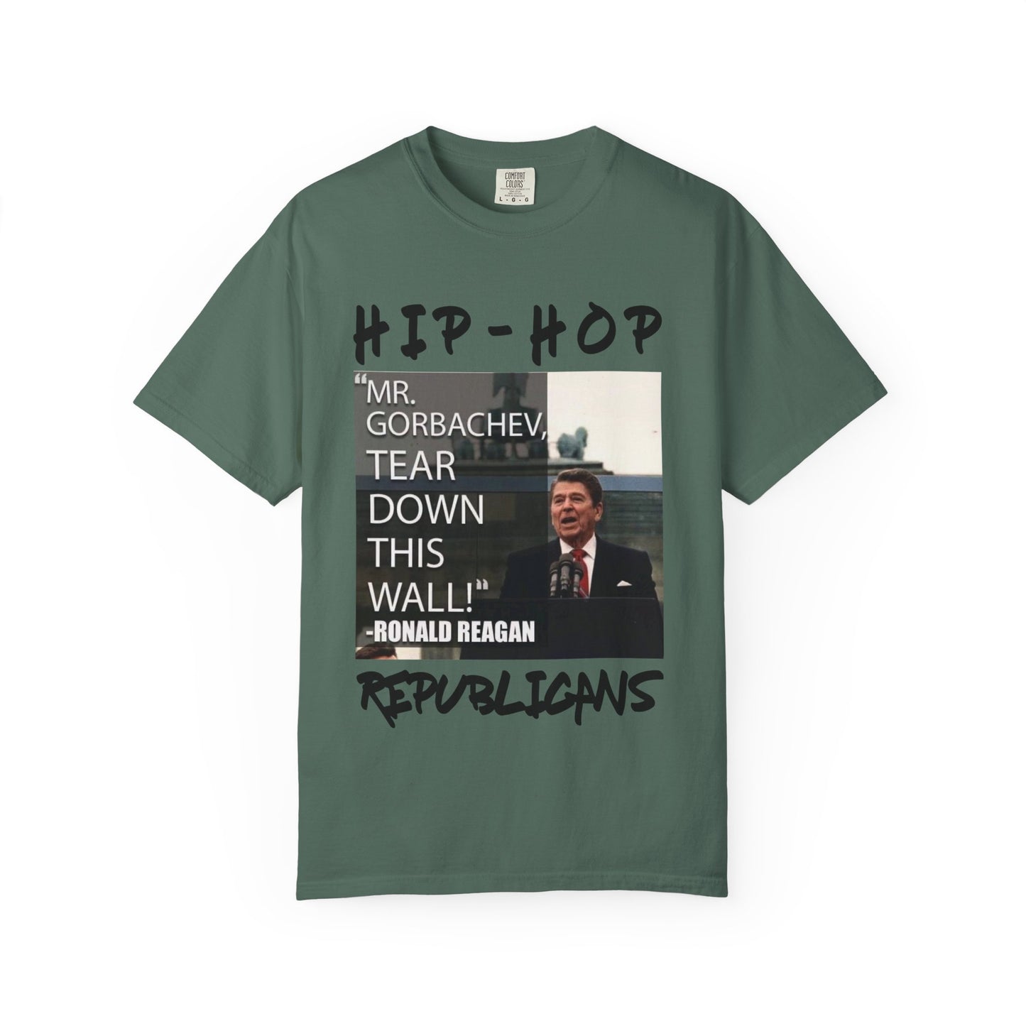 Hip-Hop Republicans T-Shirt — "Mr. Gorbachev, Tear Down This Wall!" Reagan Photo Tee
