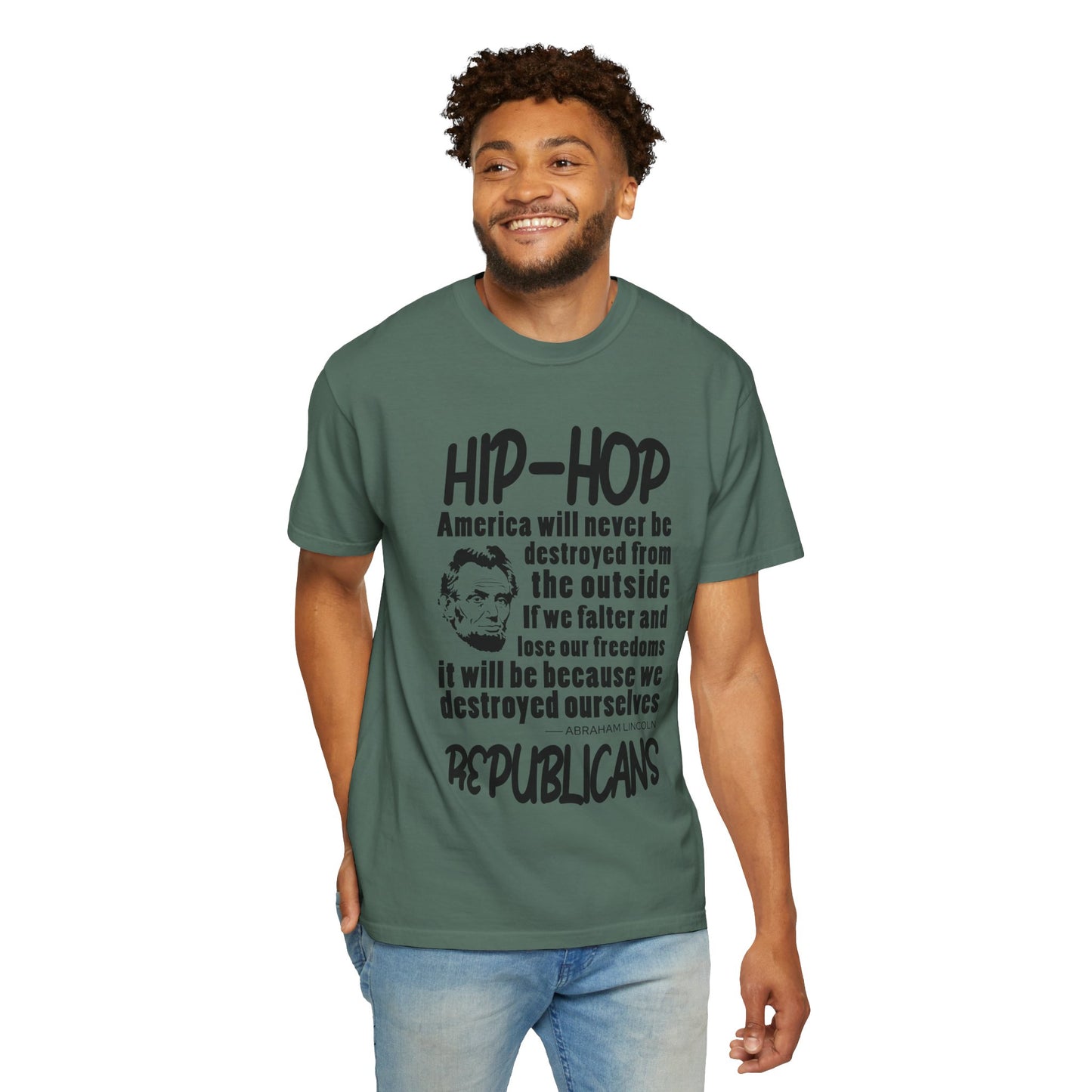 Hip-Hop Republicans Quote T-Shirt — Political Satire Tee with Lincoln Design