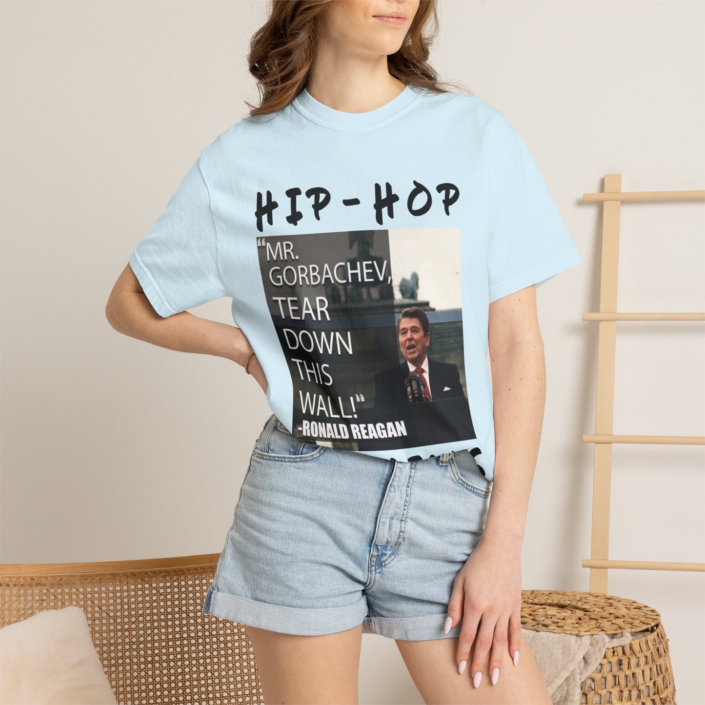 Hip-Hop Republicans T-Shirt — "Mr. Gorbachev, Tear Down This Wall!" Reagan Photo Tee