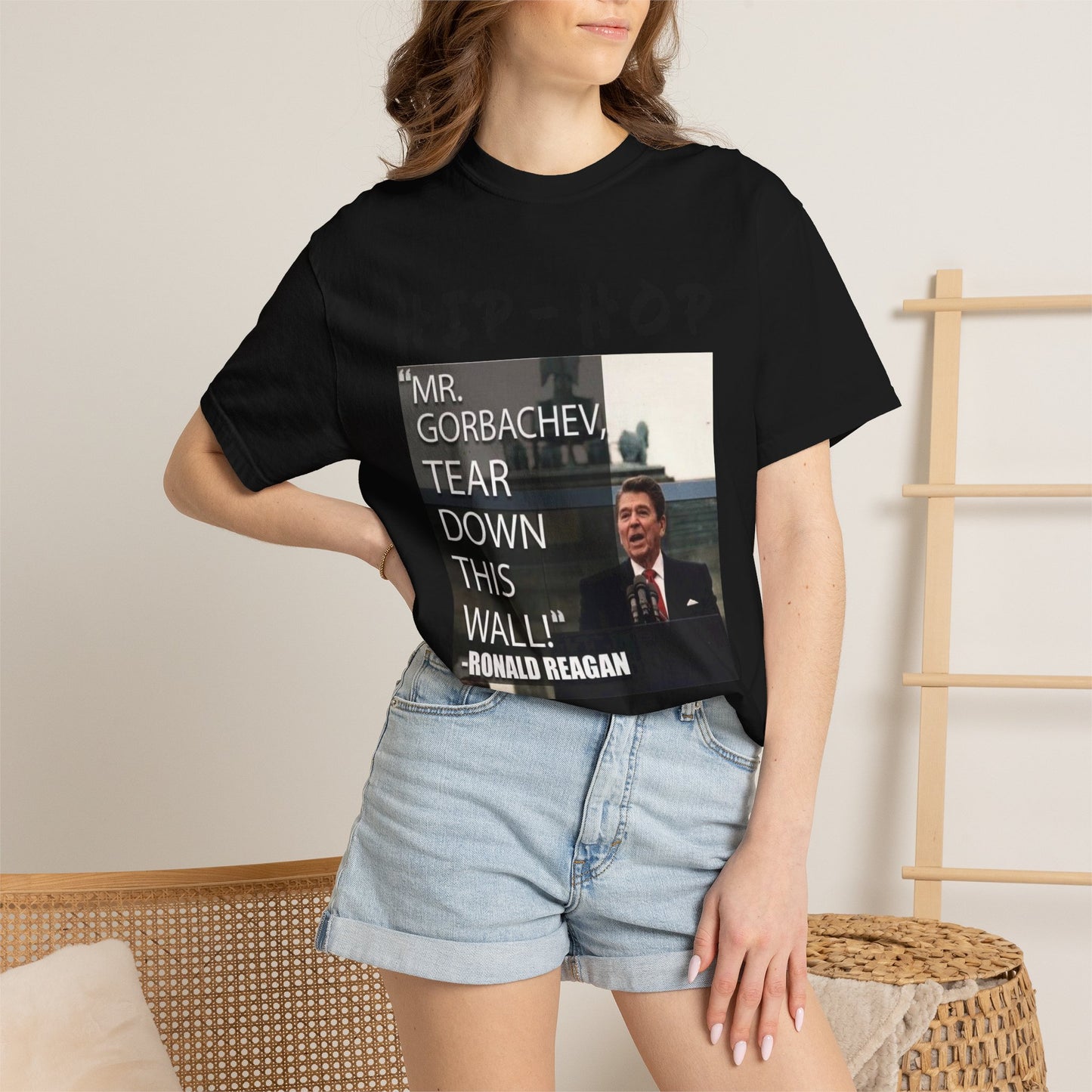 Hip-Hop Republicans T-Shirt — "Mr. Gorbachev, Tear Down This Wall!" Reagan Photo Tee