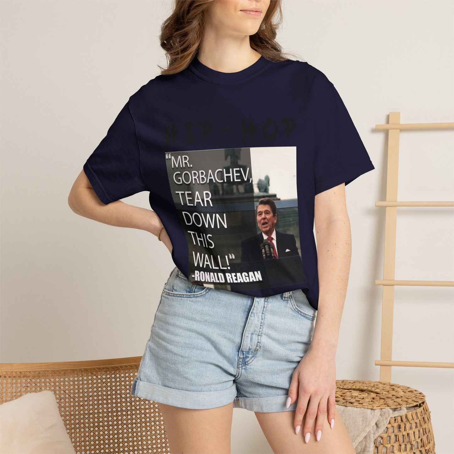 Hip-Hop Republicans T-Shirt — "Mr. Gorbachev, Tear Down This Wall!" Reagan Photo Tee