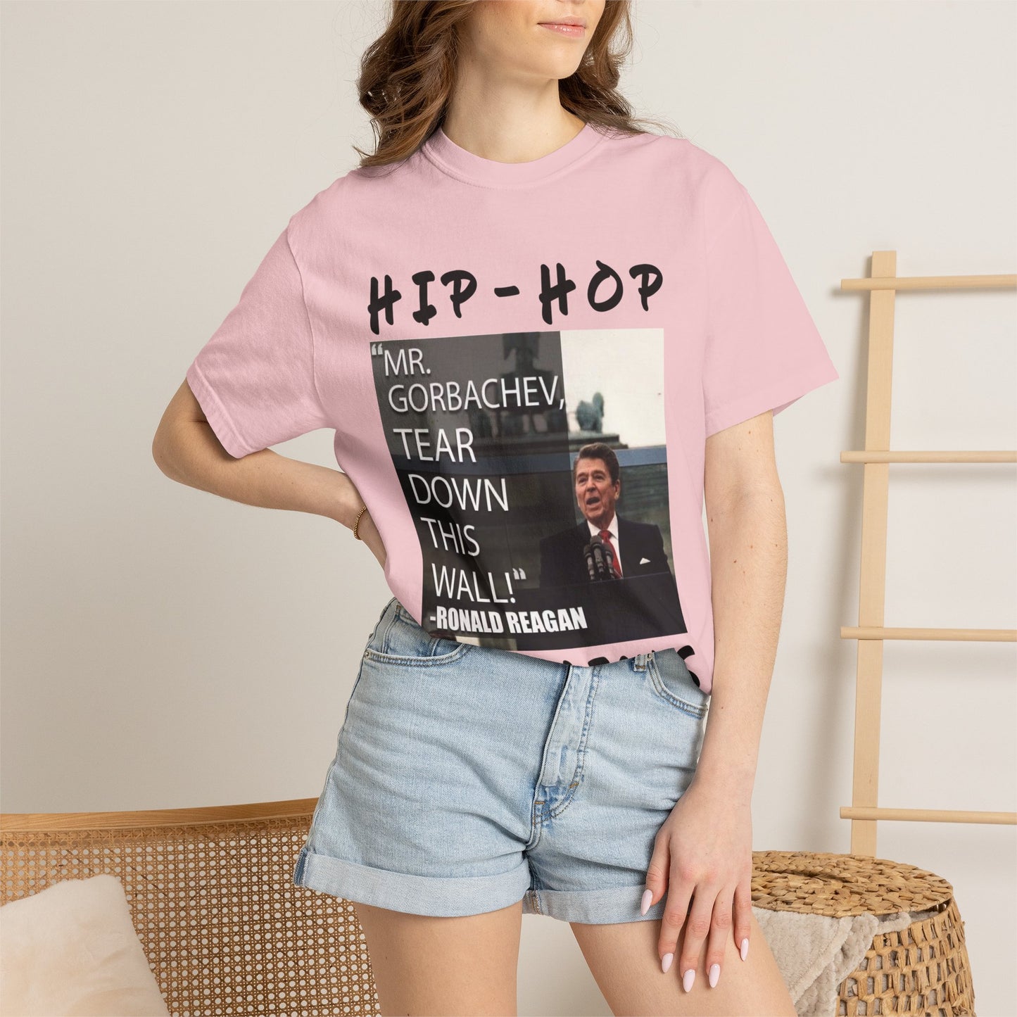 Hip-Hop Republicans T-Shirt — "Mr. Gorbachev, Tear Down This Wall!" Reagan Photo Tee