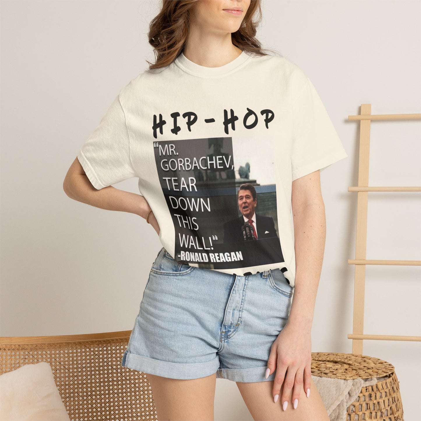 Hip-Hop Republicans T-Shirt — "Mr. Gorbachev, Tear Down This Wall!" Reagan Photo Tee
