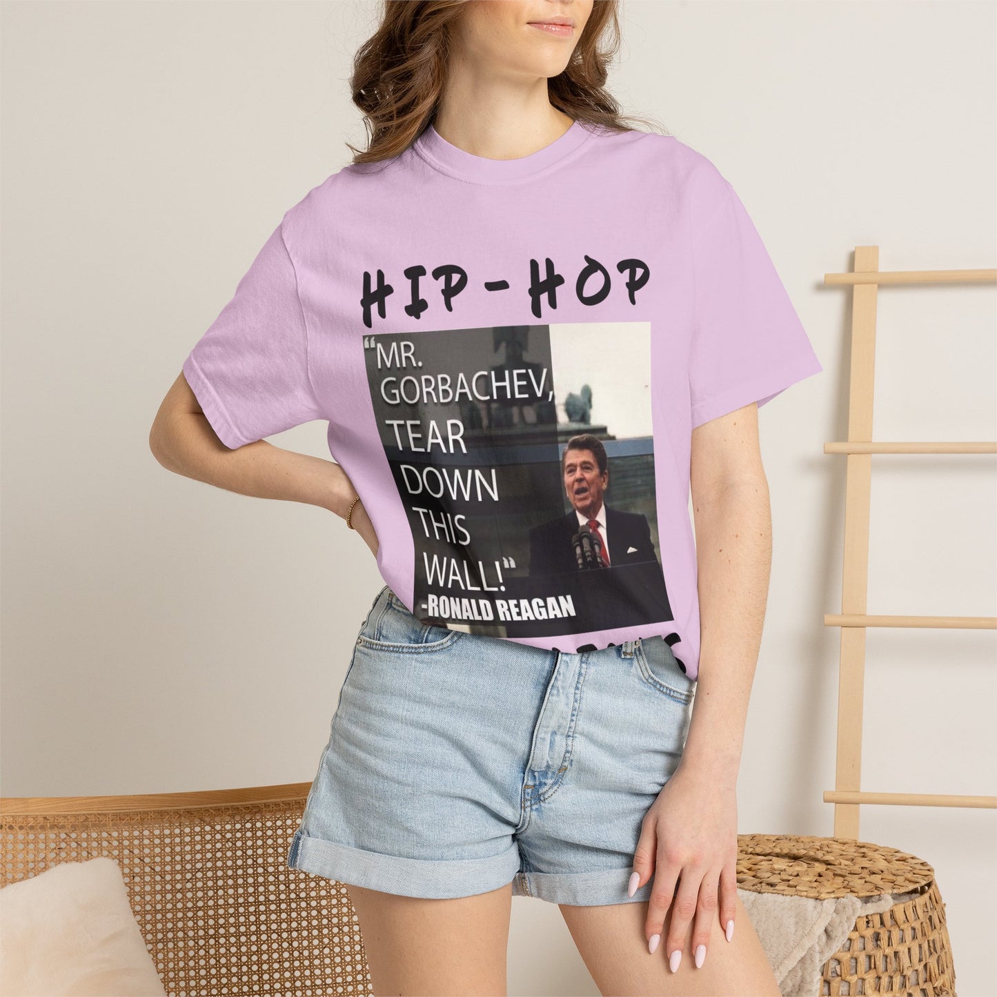 Hip-Hop Republicans T-Shirt — "Mr. Gorbachev, Tear Down This Wall!" Reagan Photo Tee