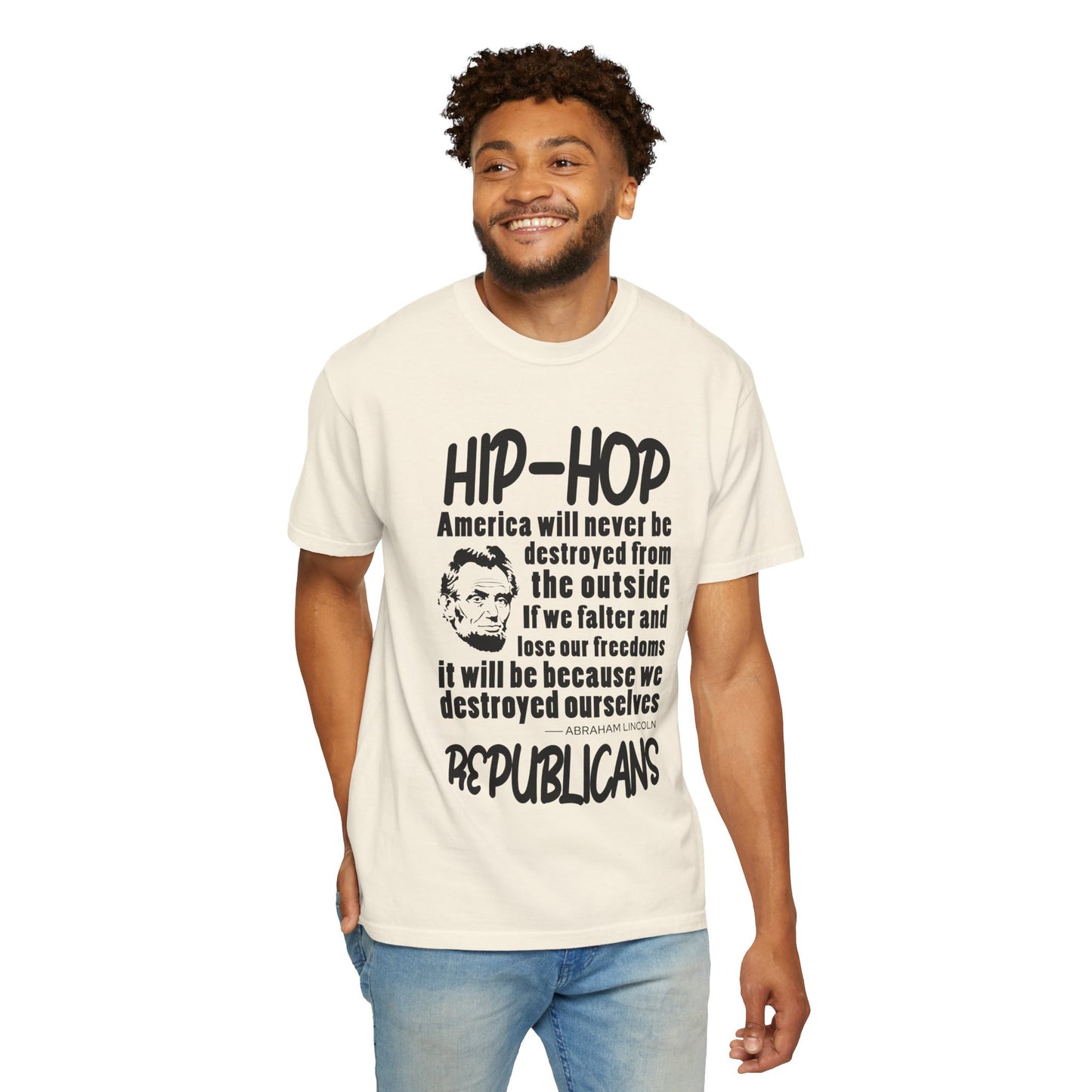Hip-Hop Republicans Quote T-Shirt — Political Satire Tee with Lincoln Design