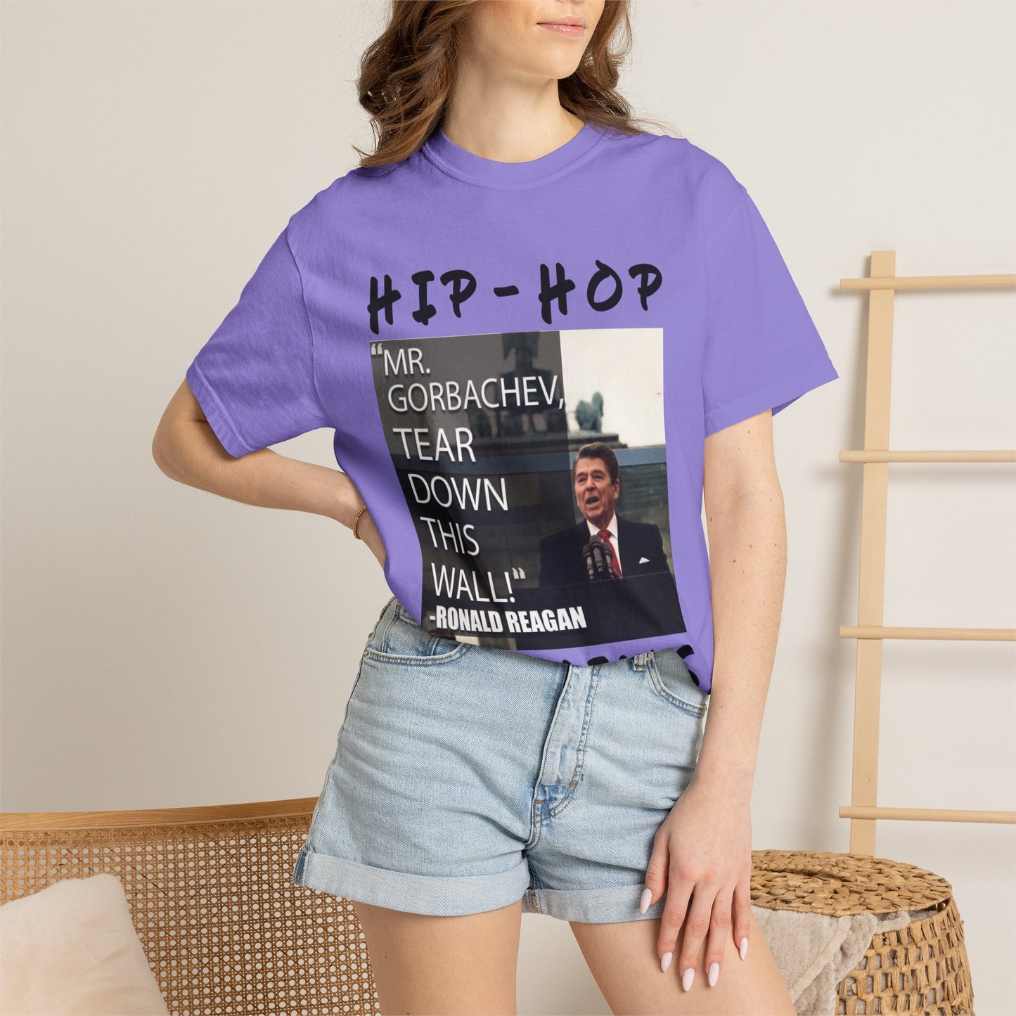 Hip-Hop Republicans T-Shirt — "Mr. Gorbachev, Tear Down This Wall!" Reagan Photo Tee