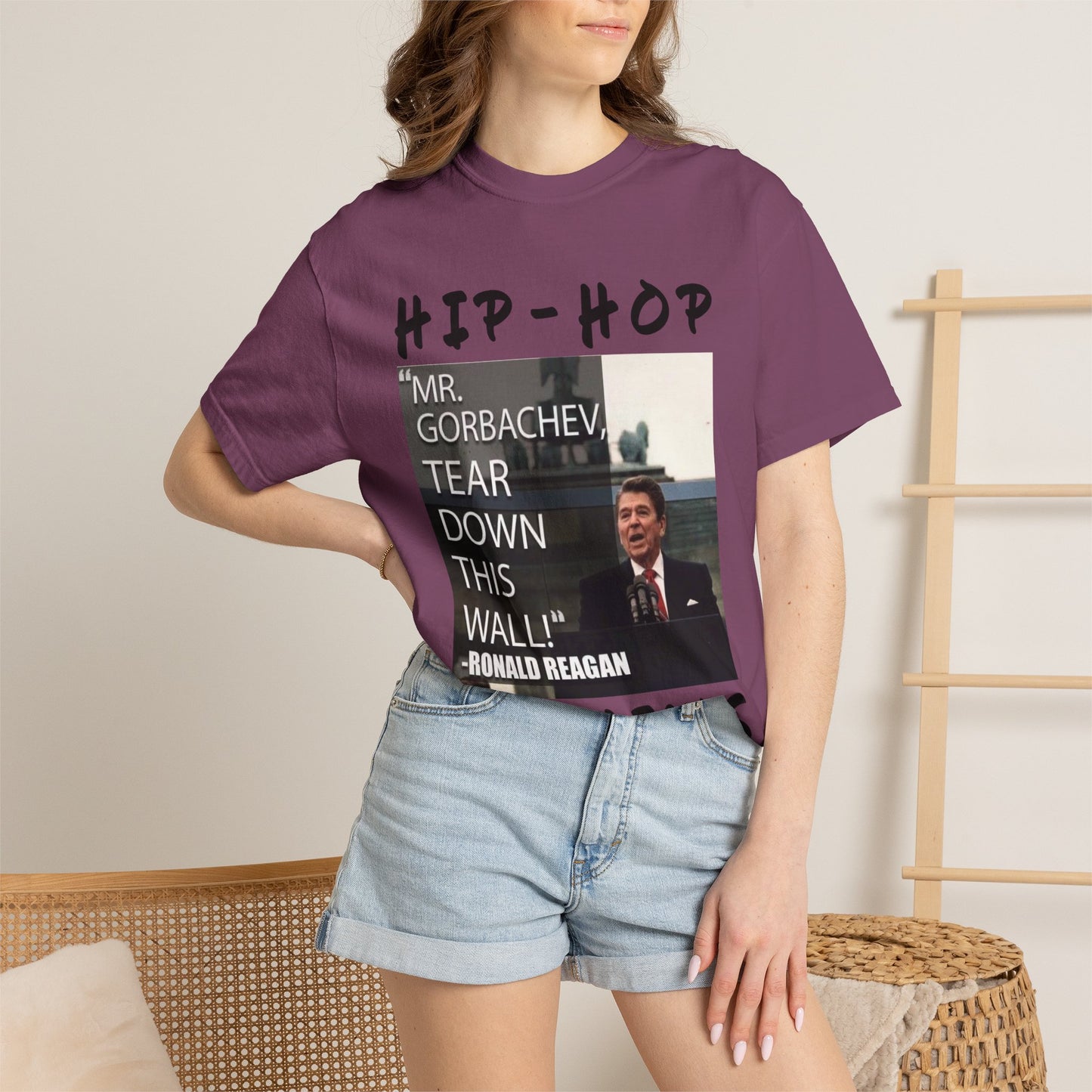 Hip-Hop Republicans T-Shirt — "Mr. Gorbachev, Tear Down This Wall!" Reagan Photo Tee