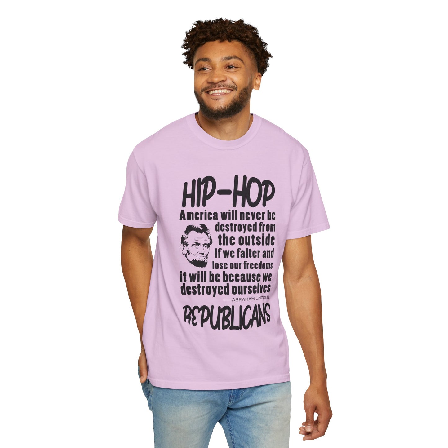 Hip-Hop Republicans Quote T-Shirt — Political Satire Tee with Lincoln Design