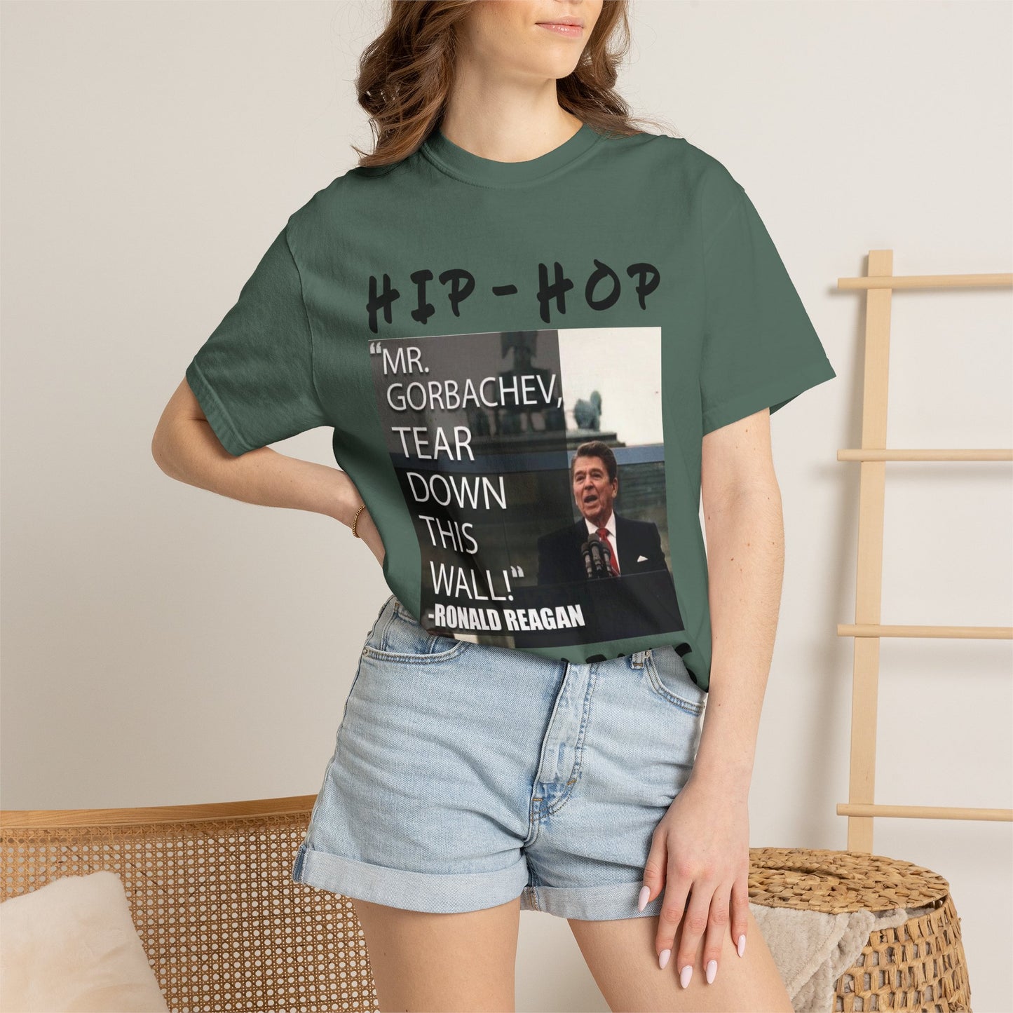 Hip-Hop Republicans T-Shirt — "Mr. Gorbachev, Tear Down This Wall!" Reagan Photo Tee