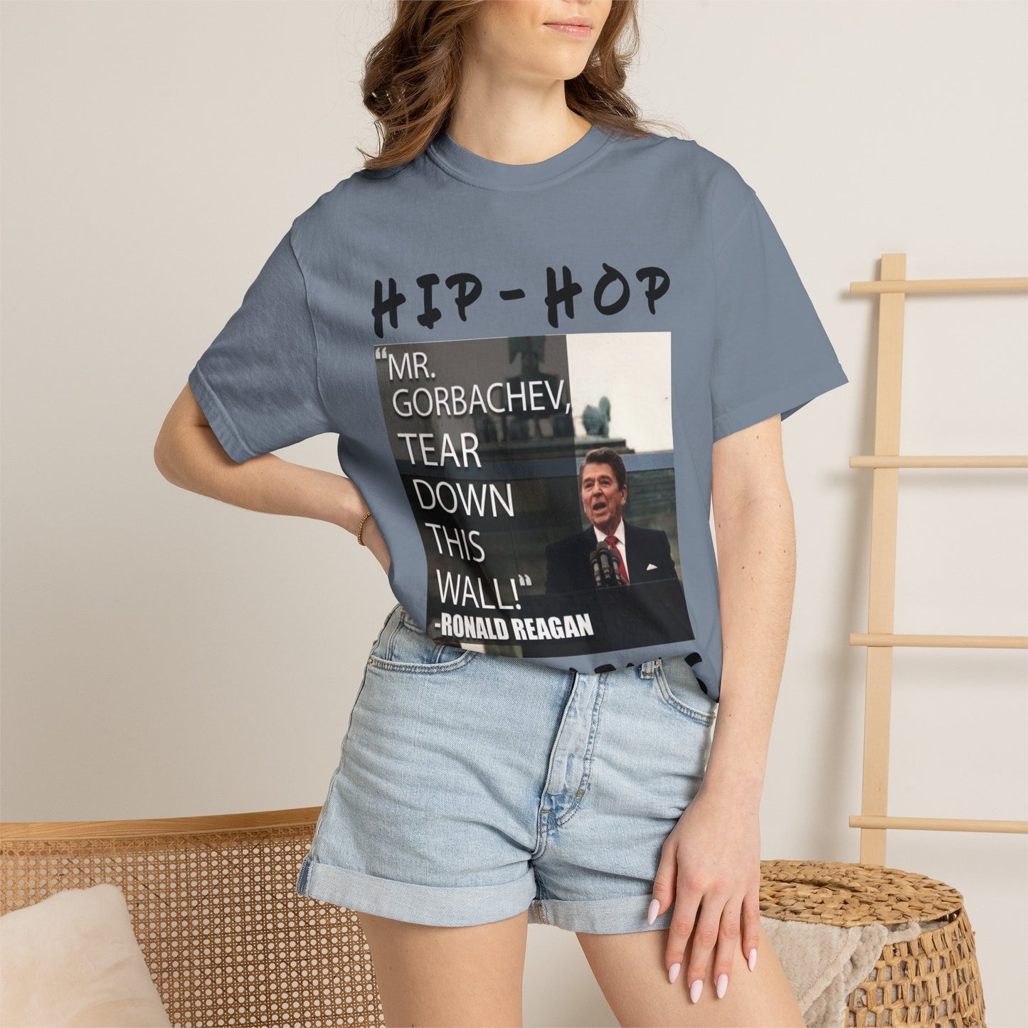 Hip-Hop Republicans T-Shirt — "Mr. Gorbachev, Tear Down This Wall!" Reagan Photo Tee